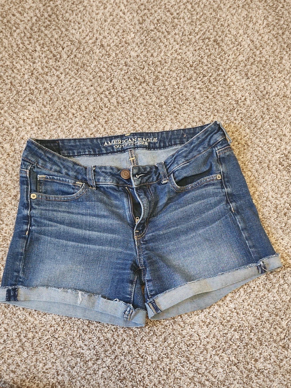 American Eagle Outfitters Blue Rolled-Hem Denim Shorts